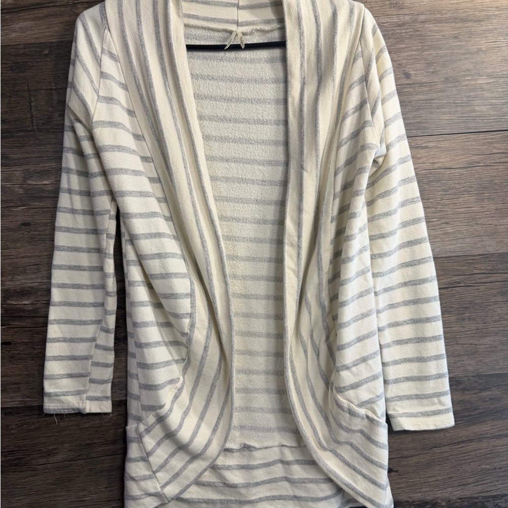 Chic Striped Open-Front Cardigan